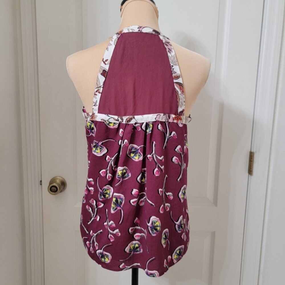 C&E (Cooper & Ella) Size S Burgundy Floral Sleeveless Blouse, Exc. Used Cond. - Picture 4 of 13